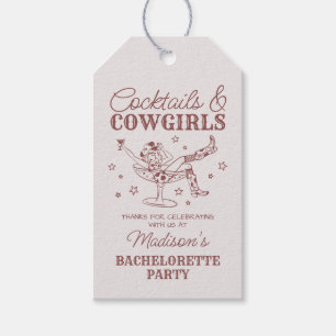 Burgundy Cocktails and Cowgirls Rodeo Bachelorette Gift Tags