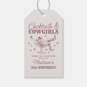 Burgundy Cocktails Cowgirls Rodeo Birthday Favor Gift Tags