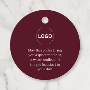 Burgundy Coffee Logo Gift Tag Quiet Moment