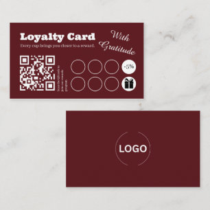Burgundy Coffee Loyalty Card QR Punch Card