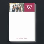 Burgundy Colour Block Monogram and Photo Post-it Notes<br><div class="desc">Classic and elegant monogram and personalised photo design.</div>