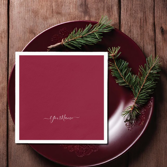 burgundy colour-elegant script  napkin (Creator Uploaded)