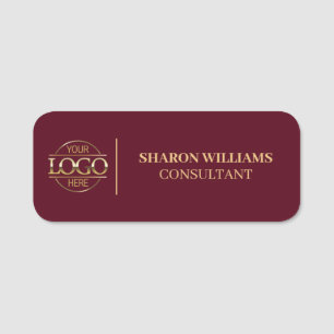 Burgundy Company Business Logo Employee Magnetic Name Tag