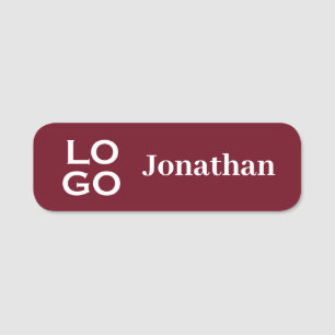 Burgundy Company or Business Logo Employee Name Tag