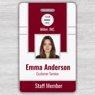 Burgundy Conference and Education Staff Photo ID ID Badge