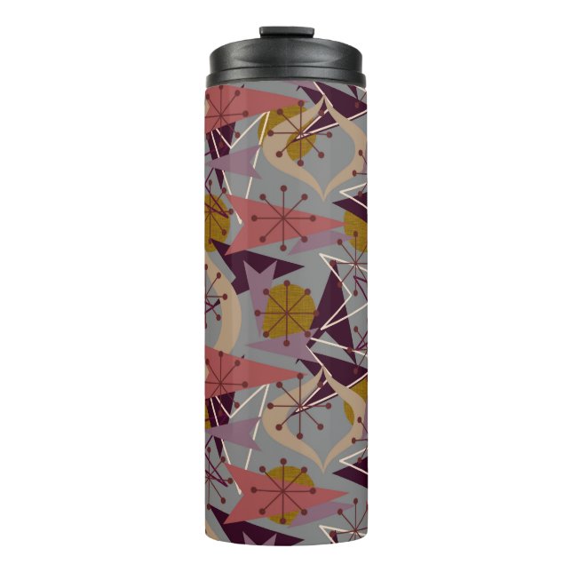 Burgundy, Coral, Starbursts | Atomic Retro Thermal Tumbler (Front)