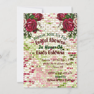 Burgundy Country Red Rustic Roses Bridal Shower I Invitation