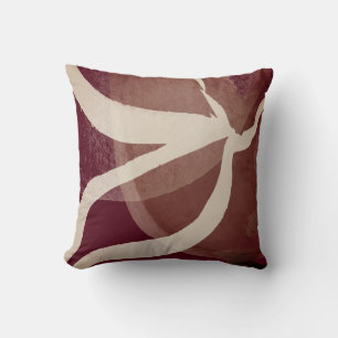Burgundy & Cream Abstract Watercolor Brushstrokes Cushion