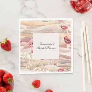 Burgundy Cream Blush Floral Bridal Shower Napkin