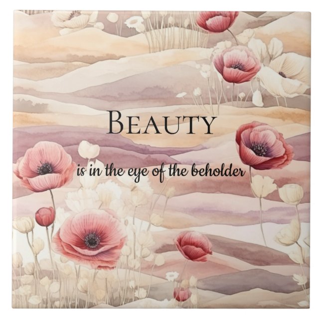 Burgundy Cream Blush Floral Bridal Shower Tile (Front)