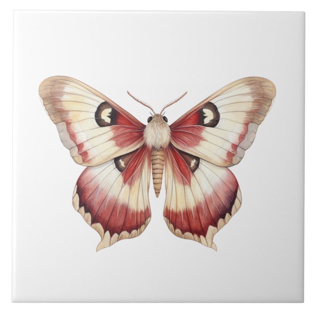 Burgundy Cream Butterfly Tile (Front)