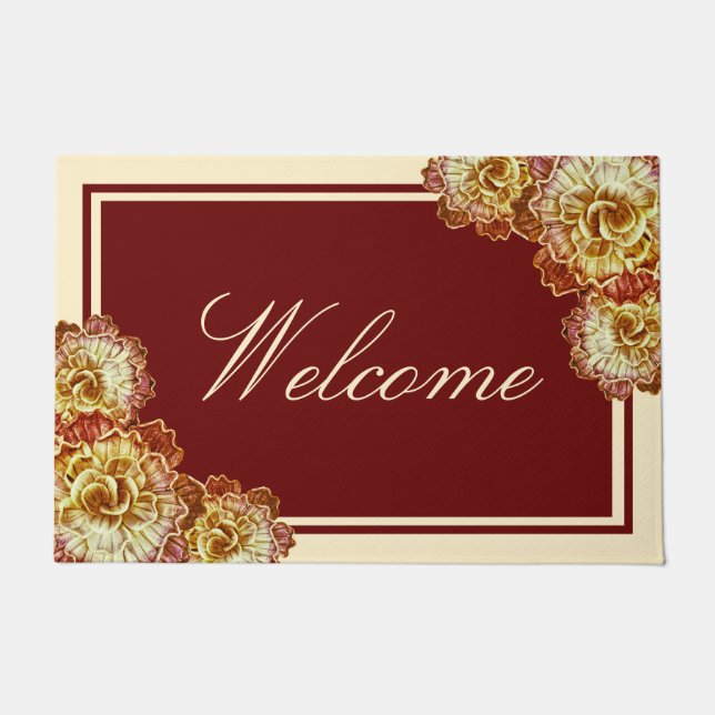 Burgundy & Cream Elegance 24"x36" Door Mat (Front)