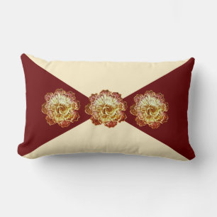 Burgundy & Cream Elegance Lumbar Pillow - No 1