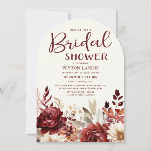 Burgundy Cream Floral Arch Bridal Shower Invitation