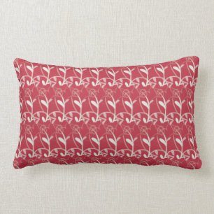 Burgundy Cream Floral Print Indoor Lumbar Pillow