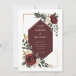 Burgundy Cream Floral Rose Diamond Shape Wedding Invitation<br><div class="desc">Burgundy Cream Floral Rose Diamond Shape Wedding Invitation</div>