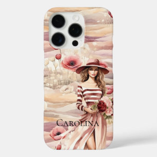Burgundy Cream Floral Spring Woman iPhone 16 Pro Case