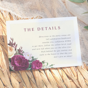 Burgundy & Cream Floral The Details Enclosure Card