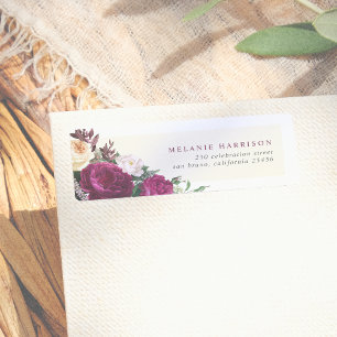 Burgundy & Cream Flowers Custom Return Address