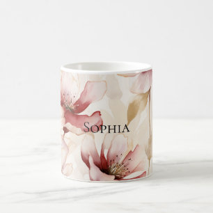 Burgundy Cream Lavender Floral Bridal Shower Coffee Mug