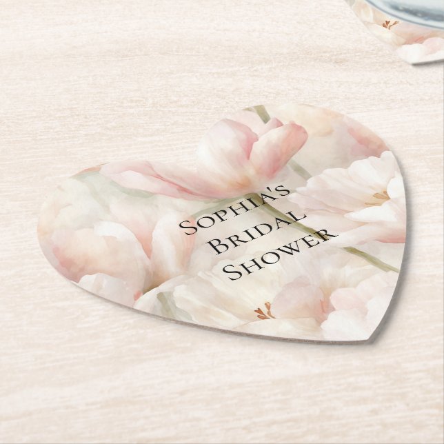 Burgundy Cream Lavender Floral Bridal Shower Paper Coaster (Angled)