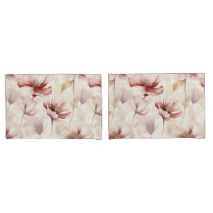 Burgundy Cream Lavender Floral Pillowcase