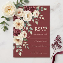 Burgundy Cream Moody Floral Autumn Wedding