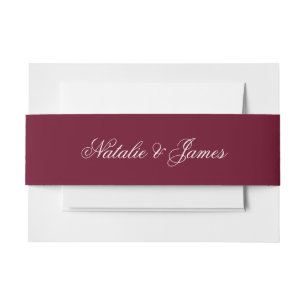 Burgundy Cream Old Money Boho Wedding Invitation Belly Band
