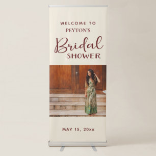 Burgundy Cream Photo Bridal Shower Welcome Retractable Banner