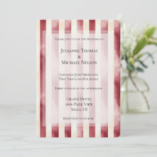Burgundy Cream Romantic Stripes Wedding Invitation