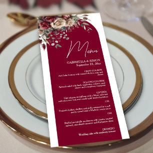 Burgundy & Cream Roses Elegant Arch Wedding Menu