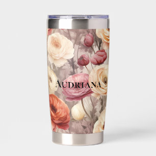Burgundy Cream Spring Flowers   Insulated Tumbler