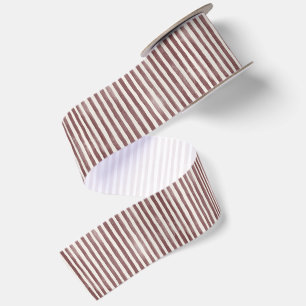 Burgundy Cream Stripes Christmas Satin Ribbon