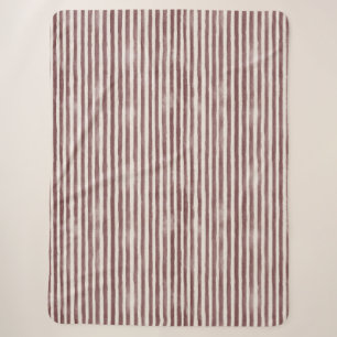 Burgundy Cream Stripes   Sherpa Blanket