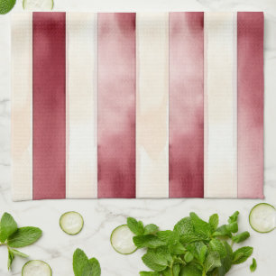 Burgundy Cream Stripes  Tea Towel