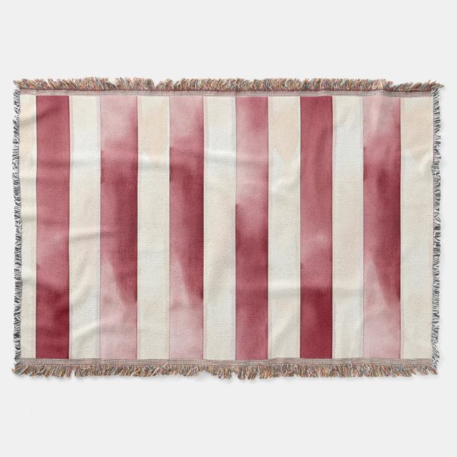 Burgundy Cream Stripes  Throw Blanket (Front)