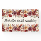 Burgundy Cream Watercolor Floral 60th Birthday