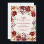 Burgundy Cream Watercolor Floral 90th Birthday Invitation<br><div class="desc">Celebrate 90 remarkable years with this gorgeous floral invitation. The burgundy,  blush,  and autumn-inspired flowers add a timeless,  elegant touch to your milestone event.</div>