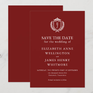 Burgundy Crest Wedding Custom Initials Save The Date