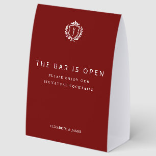 Burgundy Crest Wedding Welcome, Custom Initials