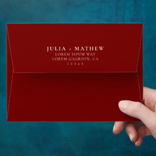 Burgundy crimson red maroon Wedding Envelope
