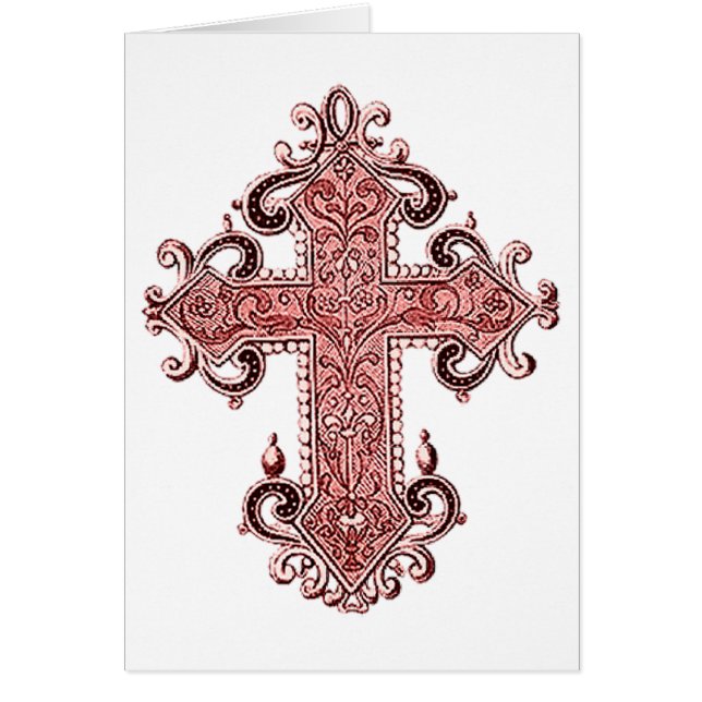 Burgundy Cross Vintage Art Fully Customisable Card (Front)
