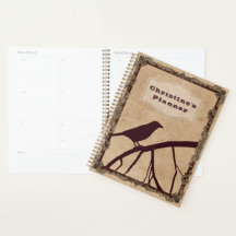Burgundy Crow and Custom Text on Antique Parchment