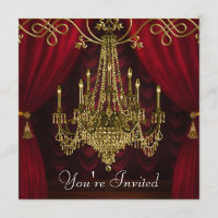 Burgundy Curtains Red Gold Chandelier Party