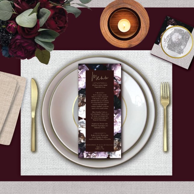 Burgundy Custom Floral Wedding Menu (Creator Uploaded)