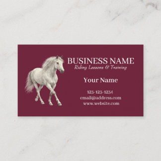 Burgundy Custom Horse Trainer Business Card