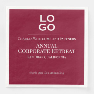Burgundy Custom Logo Business or Corporate Event  Napkin