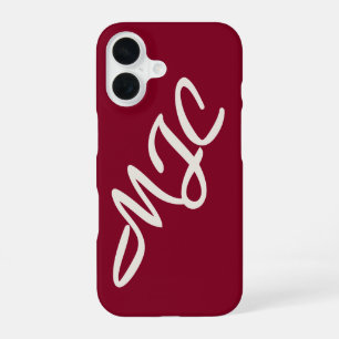 Burgundy Custom Monogram iPhone 16 Case