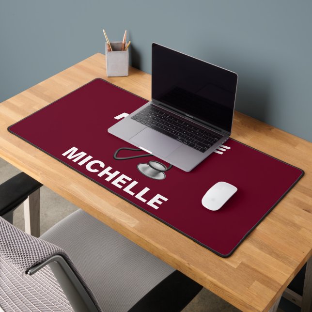 Burgundy Custom Nurse Name Desk Mat (Office 2)