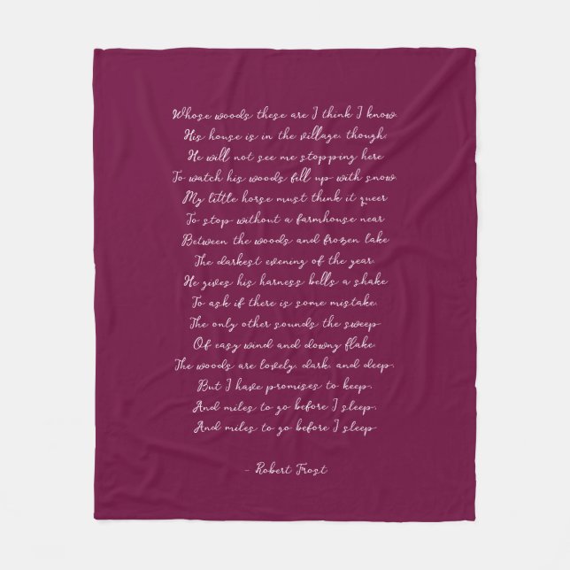 Burgundy Custom Poem Song Lyric Quote  Fleece Blanket (Front)